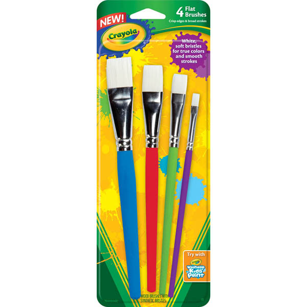 Crayola White Taklon Brush Set - Set of 4, Flat