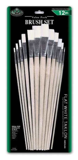 Royal & Langnickel Flat White Taklon Paint Brush Set (12 piece)