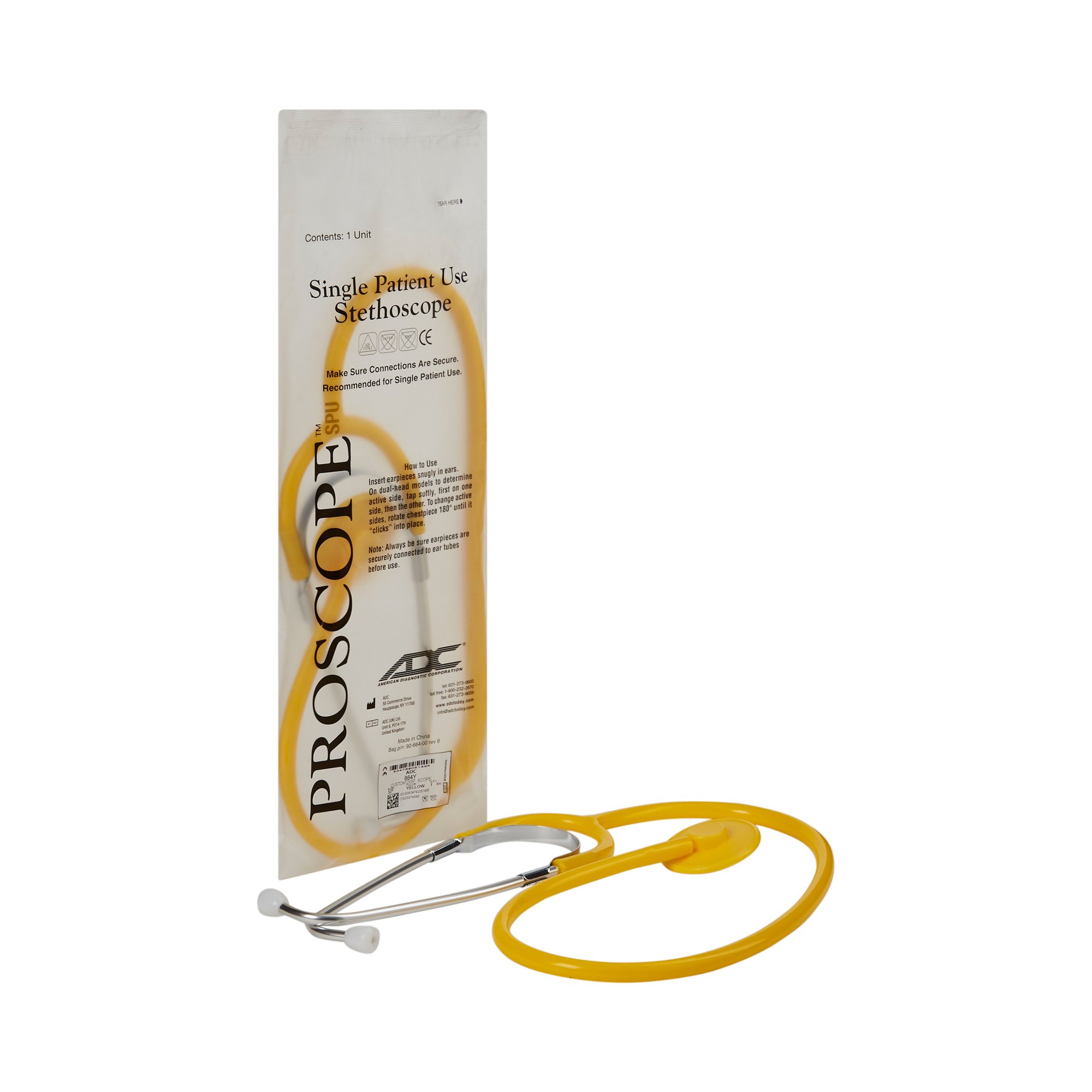 Proscope Disposable Stethoscope, Binaural, Yellow, 22 Inch MK 493334