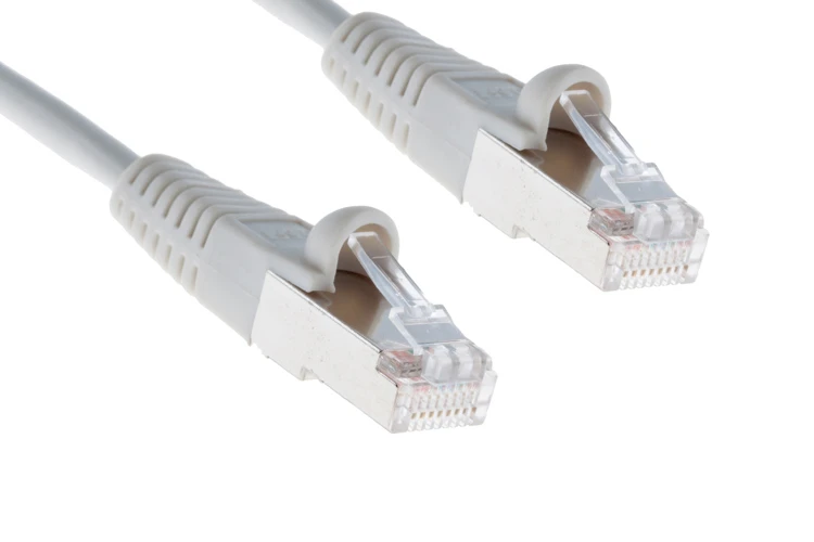 Cat5e Shielded Ethernet Patch Cable, Half-moon Boot, 35 ft, Gray