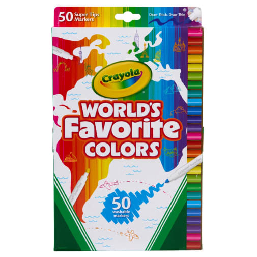 Crayola Washable Super Tip Markers World's Favorite Colors 50 Count