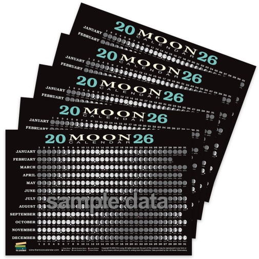2026 Moon Calendar Card - Pack of 5