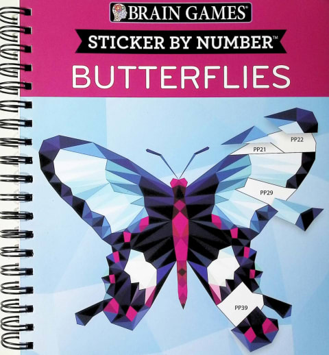 Sticker By Number: Butterflies (Brain Games) 156 pages