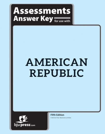 BJU Press American Republic Student Assessment Key 5th Edition