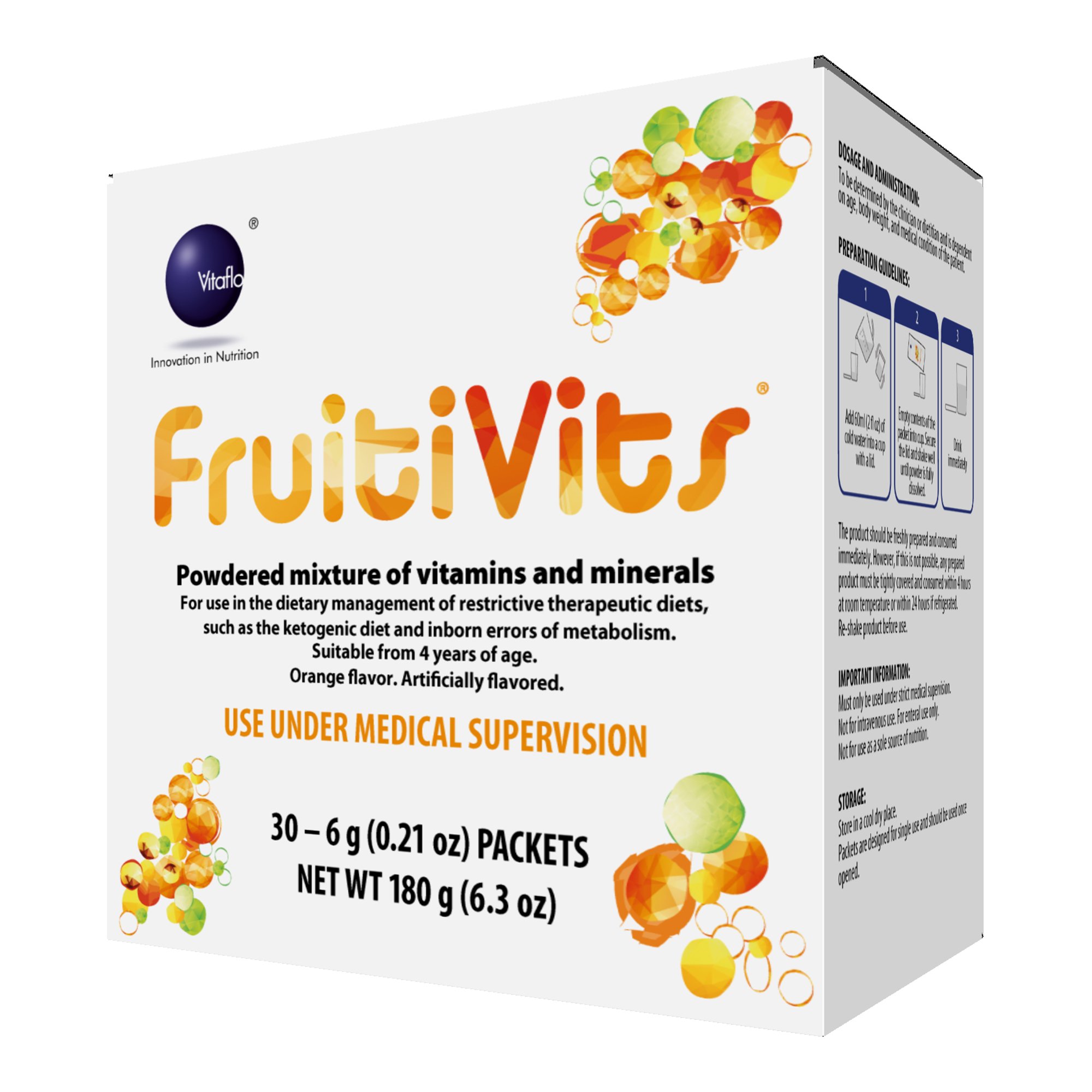 FruitiVits Powder Vitamins & Minerals for Restrictive Therapeutic Diets, Orange MK 1160123