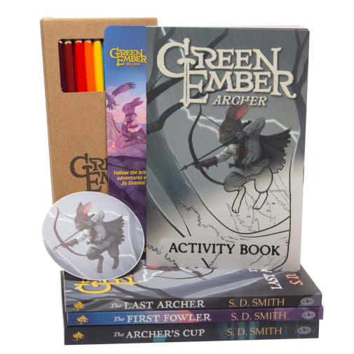 Green Ember Archer 3 Book Set, Activity Book, Colored Pencils, Bookmark, Sticker