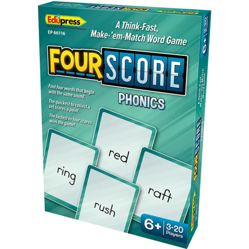 Juego De Cartas Four Score Phonics - Para Practicar Sonidos Y Palabras, Ideal Para Niños Y Clases