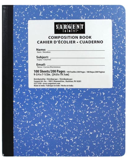 Marble Composition Book - Blue (100 sheets)