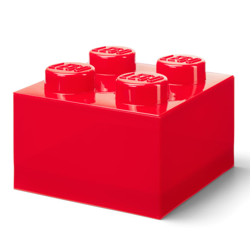 LEGO Storage Brick 4 Top Lid Translucent Red