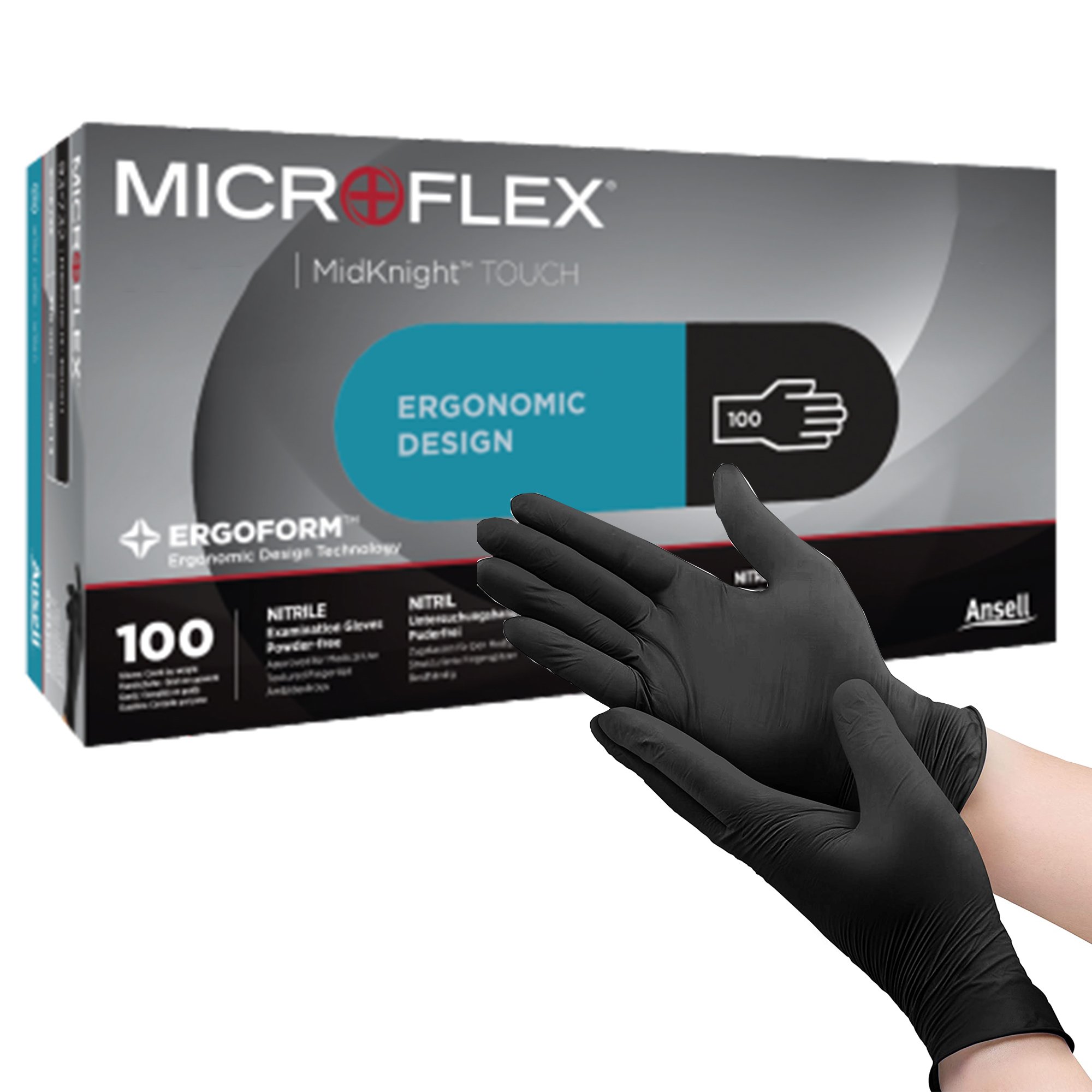 Microflex MidKnight Touch 93-734 Nitrile Exam Glove, Medium, Black MK 1182923