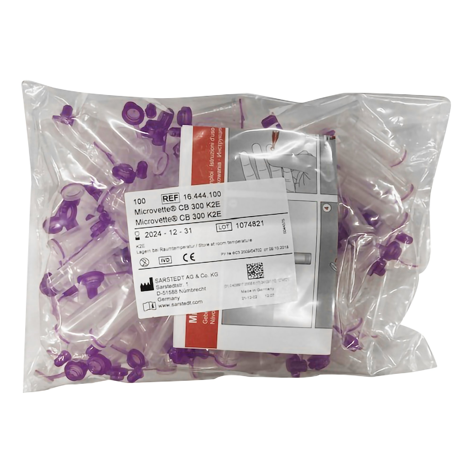 Microvette CB 300 Capillary Blood Collection Tube, 300 L, 10.8 x 43.7 mm MK 1060089