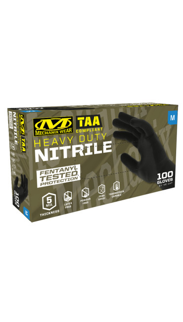 TAA 5 Mil Heavy Duty Black Nitrile Gloves (Pack of 100)