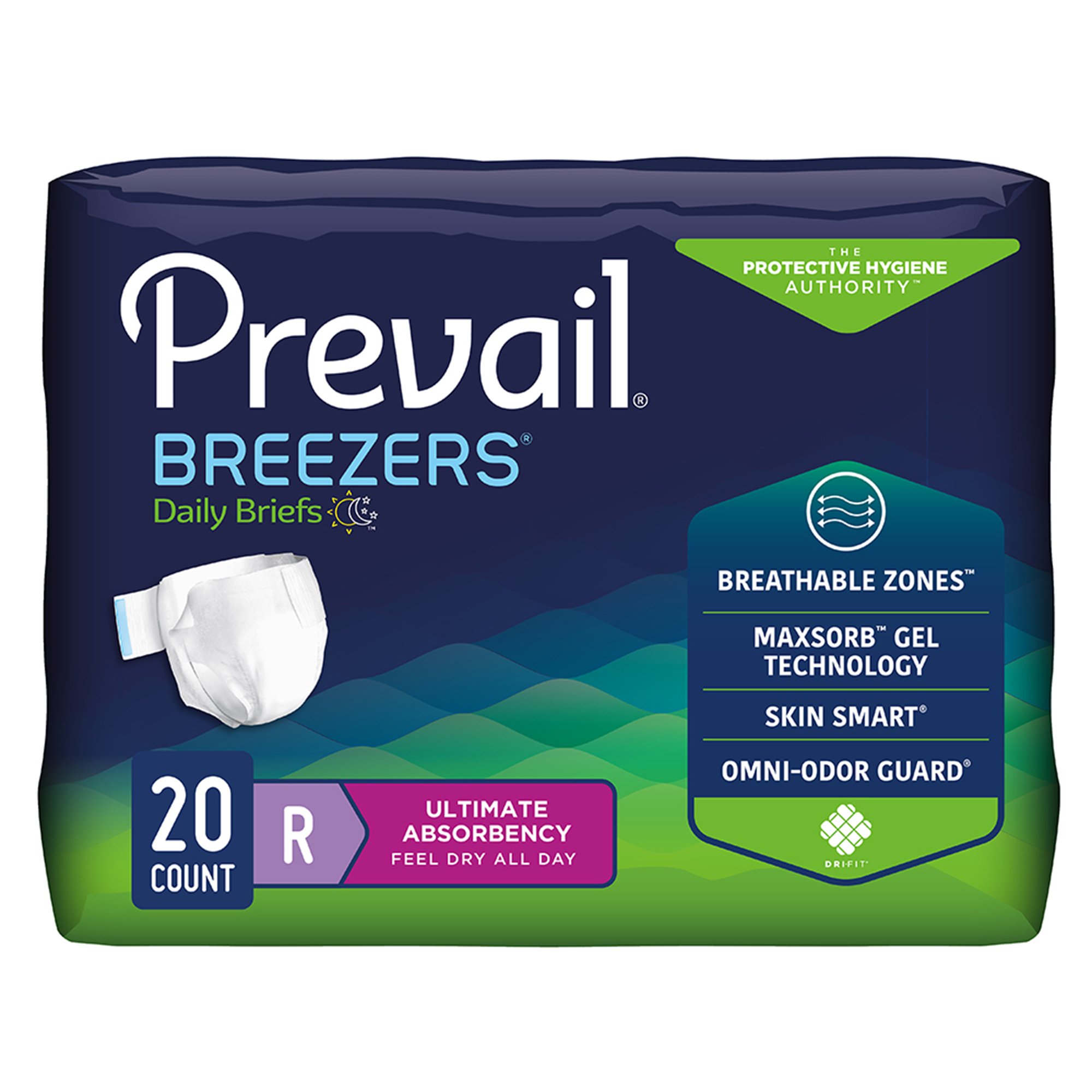 Prevail Breezers Ultimate Absorbency Incontinence Briefs, Regular MK 527367