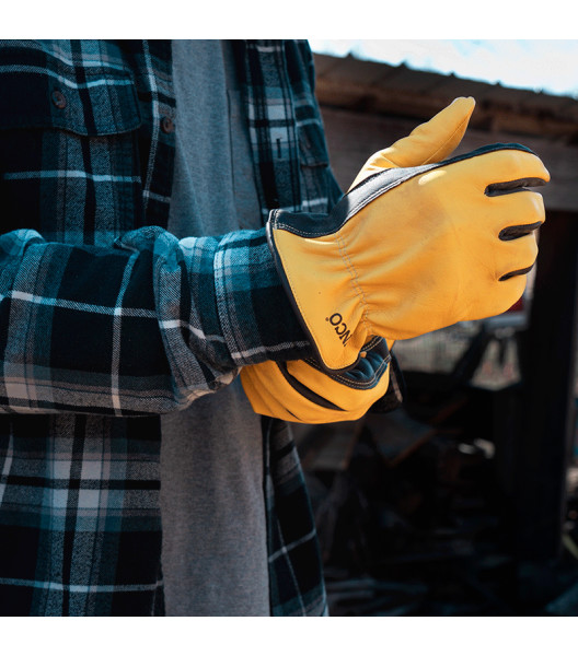 HydroFlector&trade; Lined Water-Resistant Premium Grain Sheepskin Driver with Palm Patch, Golden, large