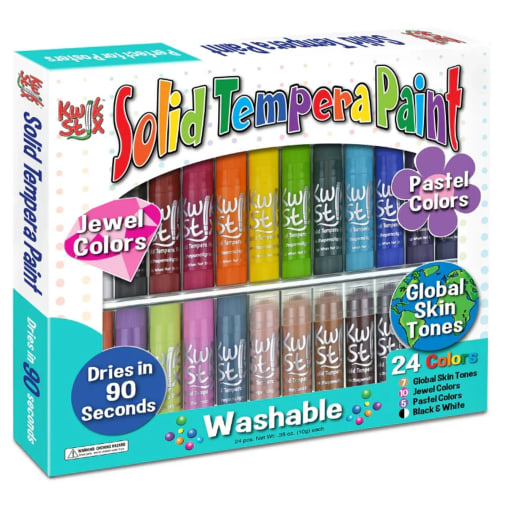 Kwik Stix Tempera Paint 24 Pack Global, Pastel, Jewel Tones