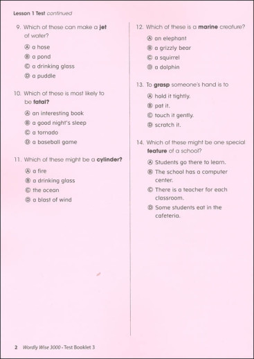 Wordly Wise 3000 Book 3 Test Book, 4th Edition