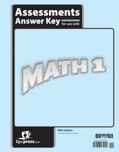 BJU Press Math 1 Assessments Key 5th Edition