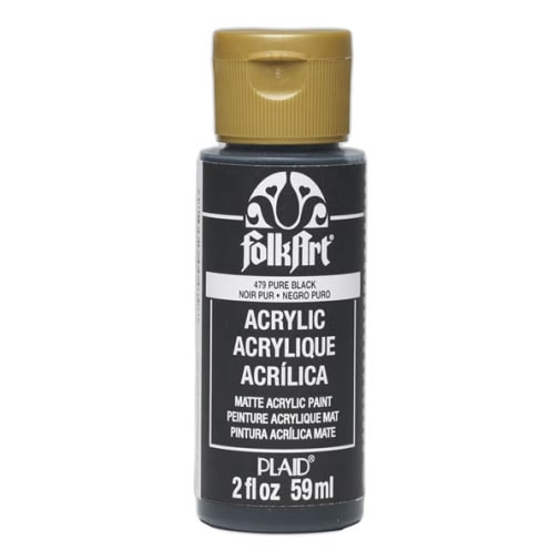 Folkart Color Acrylic Paint Pure Black - 2 oz