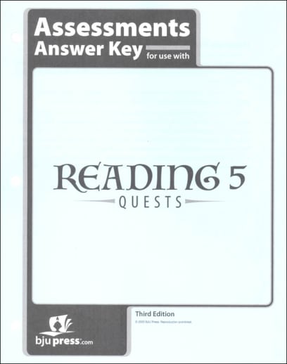BJU Press Reading 5 Assessments Answer Key 3rd Edition