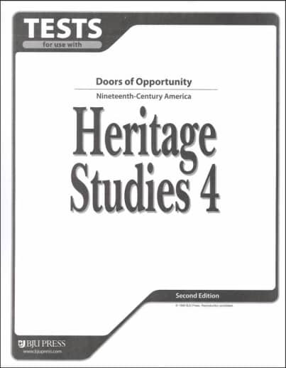 BJU Press Heritage Studies 4 Tests 2nd Edition