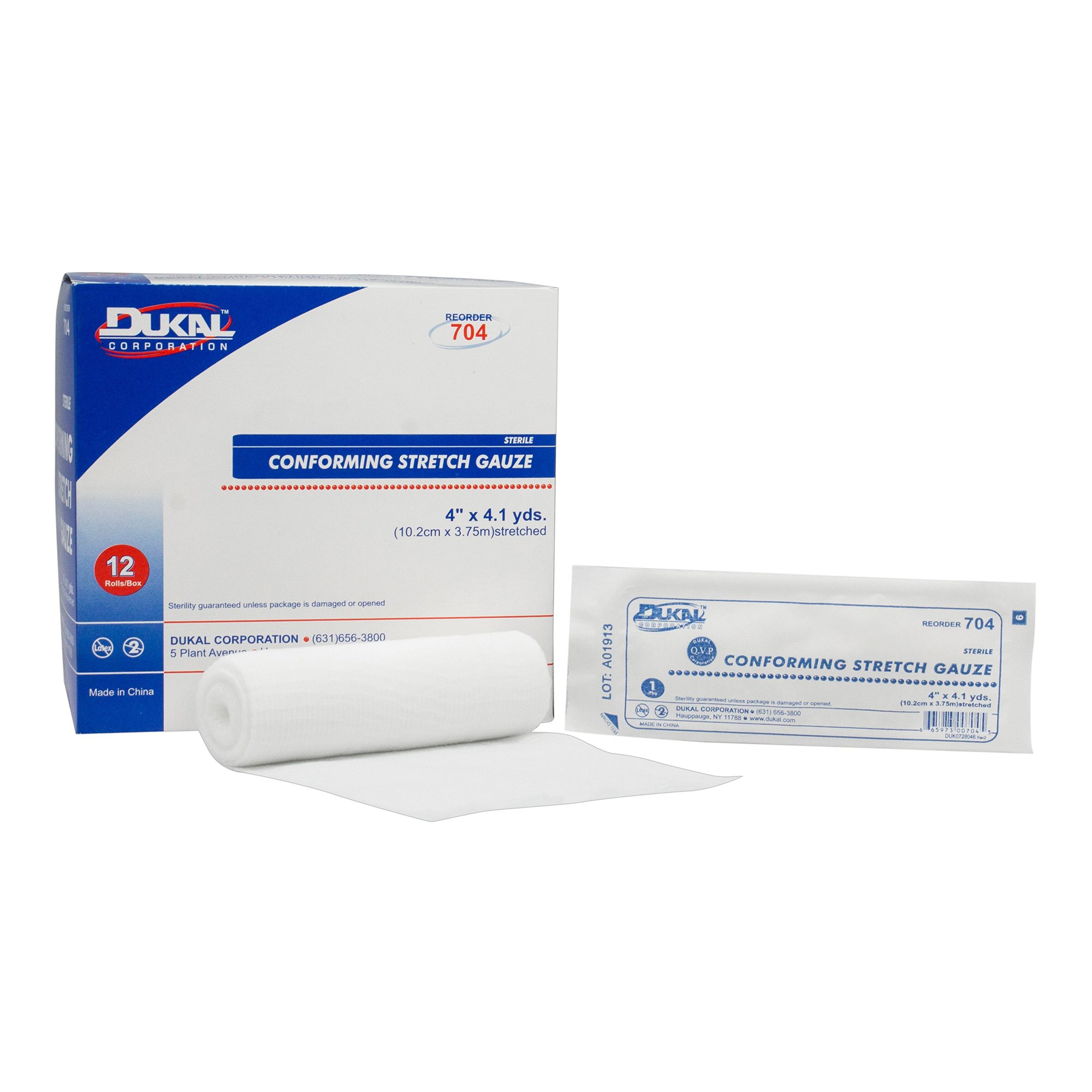 Dukal Sterile Conforming Bandage, 4 Inch x 4-1/10 Yard, 1-Ply MK 374456