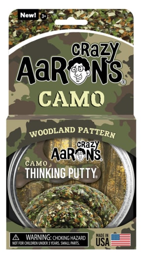 Crazy Aaron's Woodland Pattern Camo Thinking Putty 4" Tin