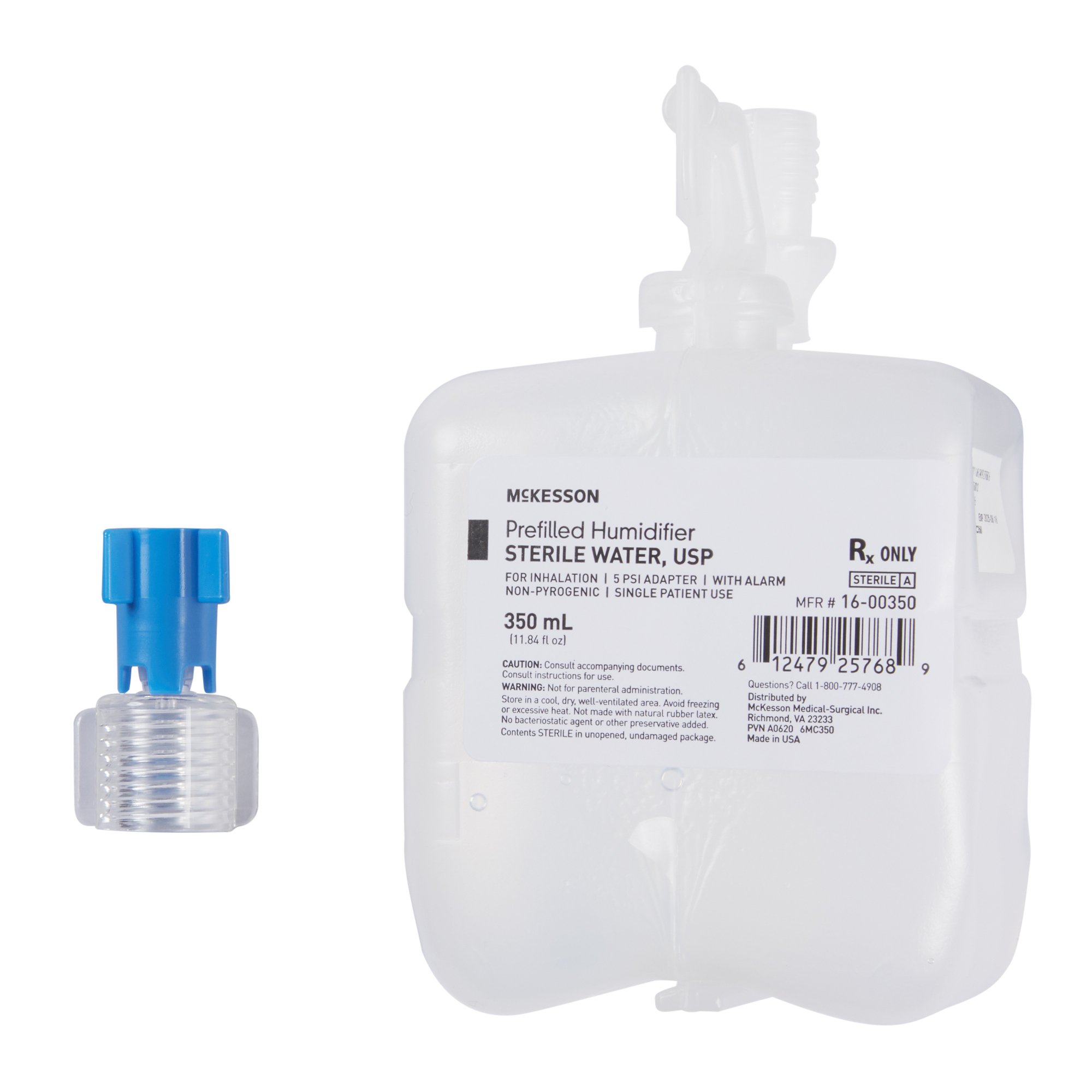 McKesson Humidifier Bottle with Adapter Prefilled 350mL For Inhalation 16-00350 MK 1185171