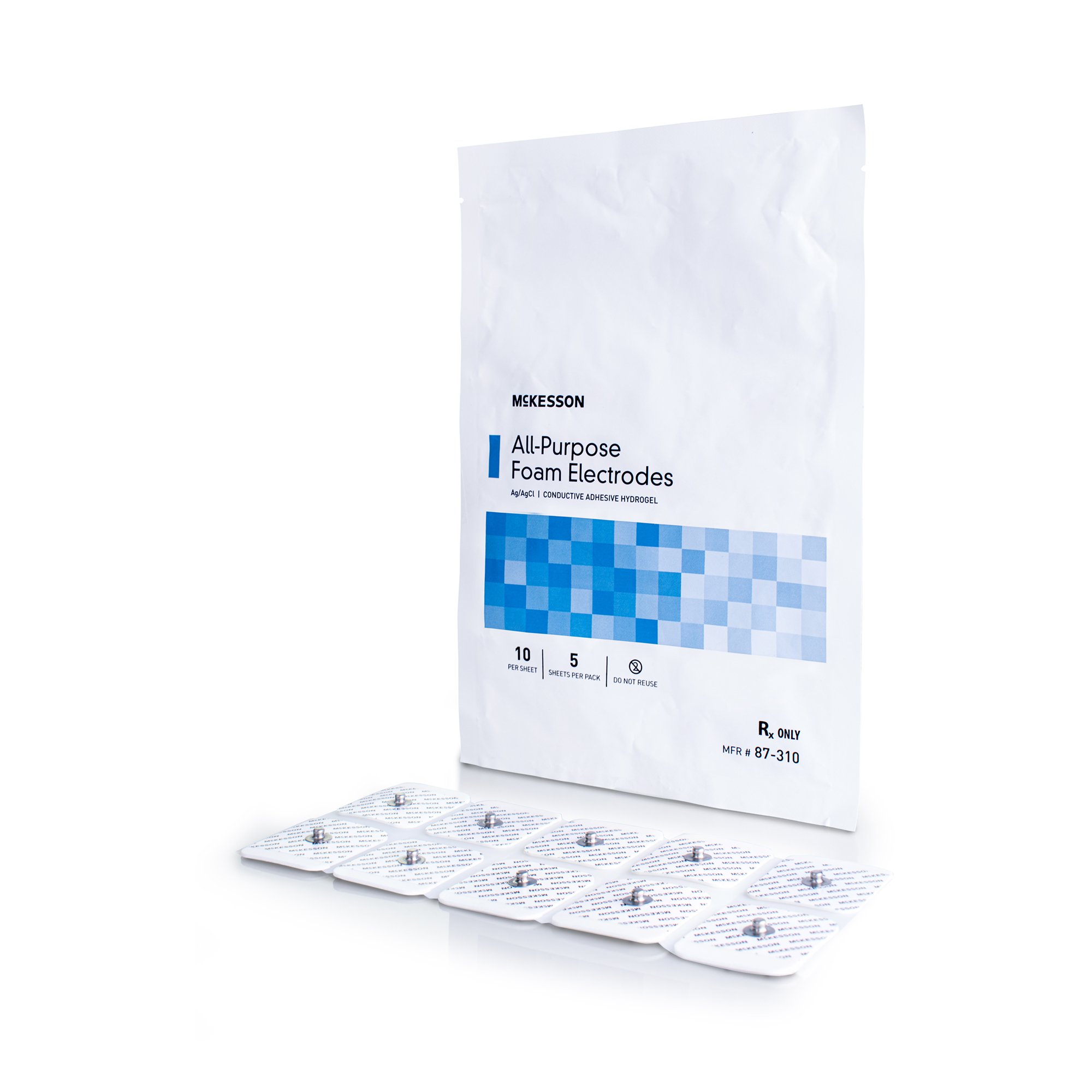 ECG Monitoring Electrode McKesson Snap Connector Conductive Adhesive Gel Foam Backing Adult Non-Radiolucent 10 per Pack MK 1187708