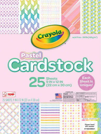Crayola Pastel Cardstock - Greeting Card, Gift, Cardmaking, Decoration - Patterns - 25 / Pack - Assorted Pastel Crayola Pastel Cardstock - Greeting Card, Gift, Cardmaking, Decoration - Patterns - 25 / Pack - Assorted Pastel