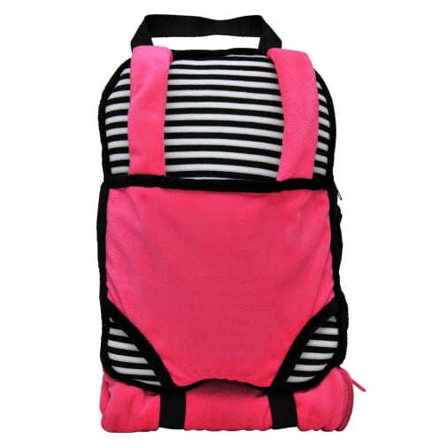 Pink White & Black Backpack Doll Carrier with Sleeping Bag - Child Size (for 18" doll)