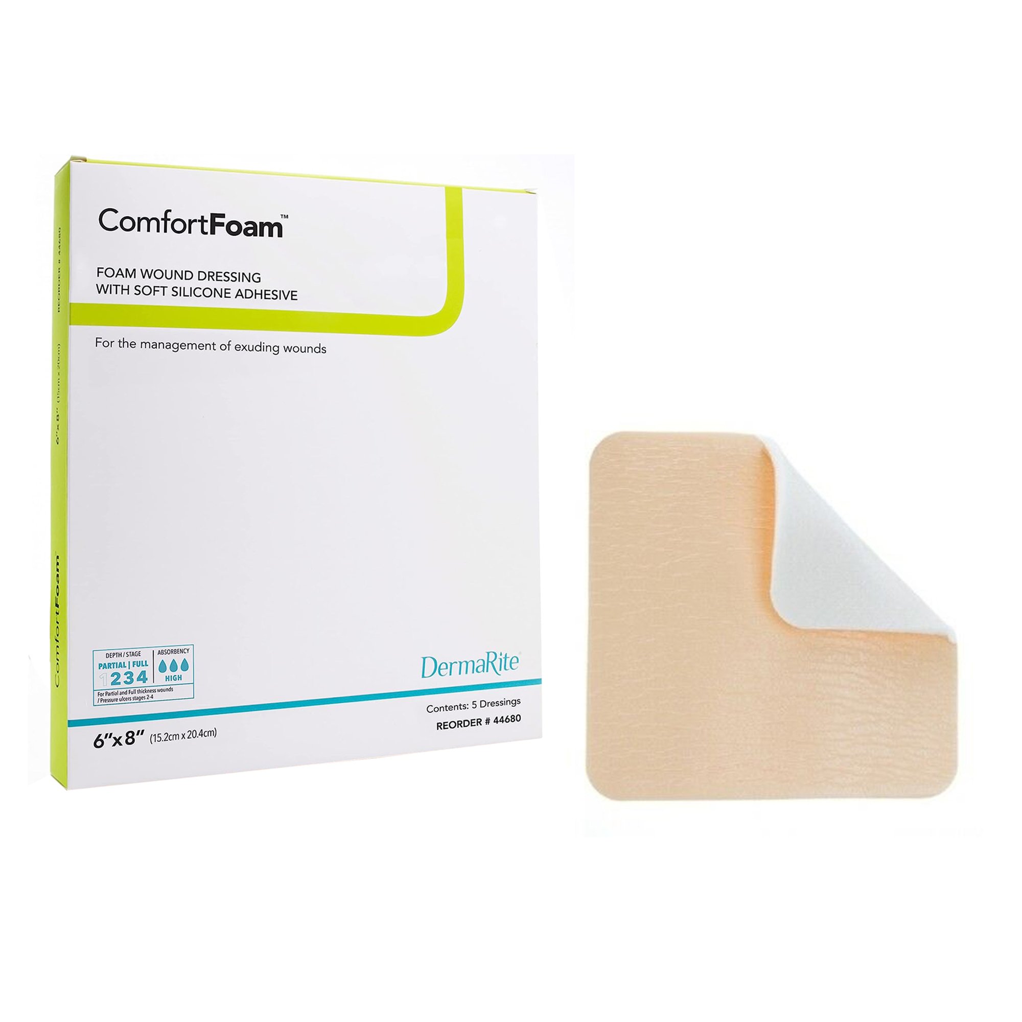 ComfortFoam Silicone Adhesive without Border Silicone Foam Dressing, 6 x 8 Inch MK 946533