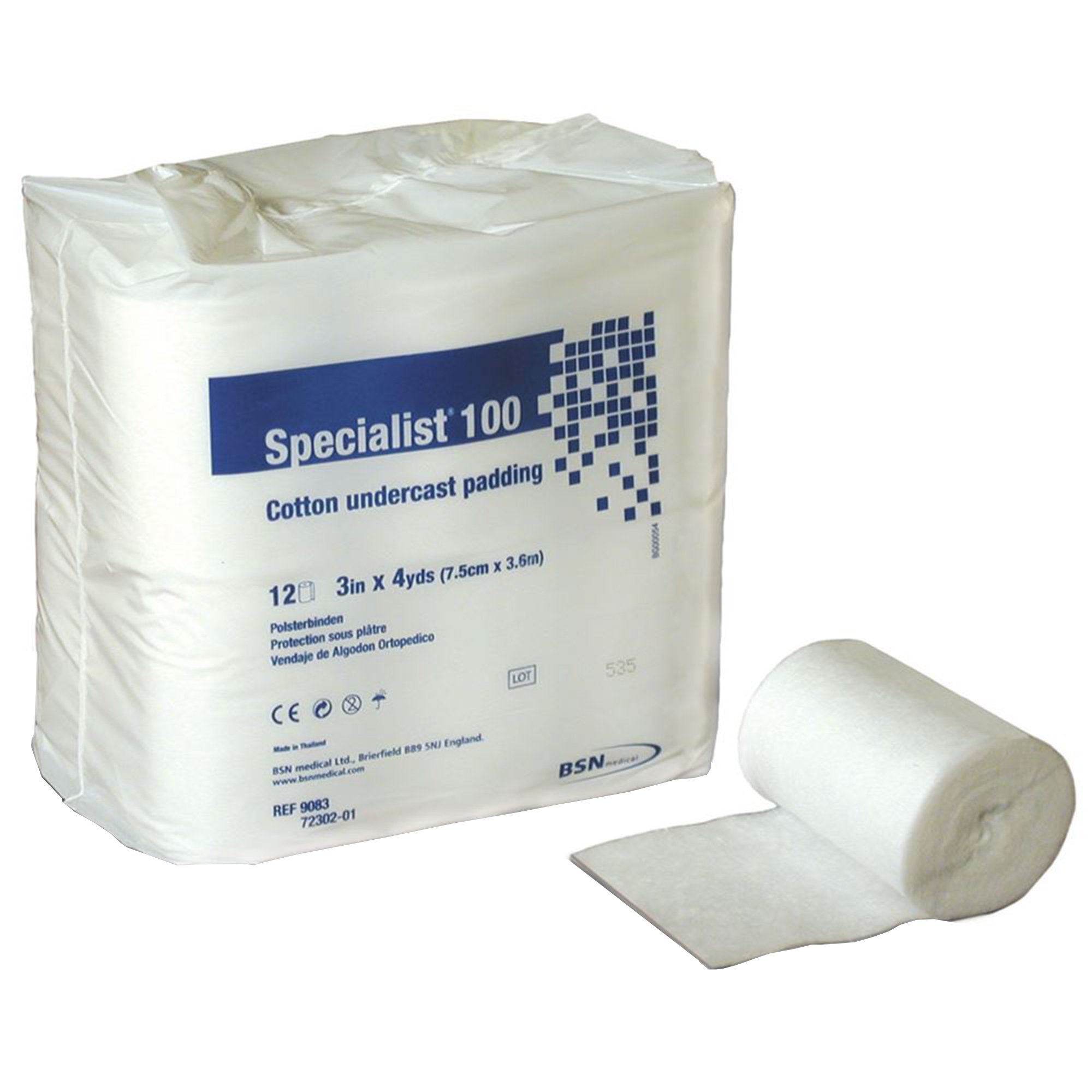Specialist 100 White Cotton Undercast Cast Padding, 3 Inch x 4 Yard MK 204897