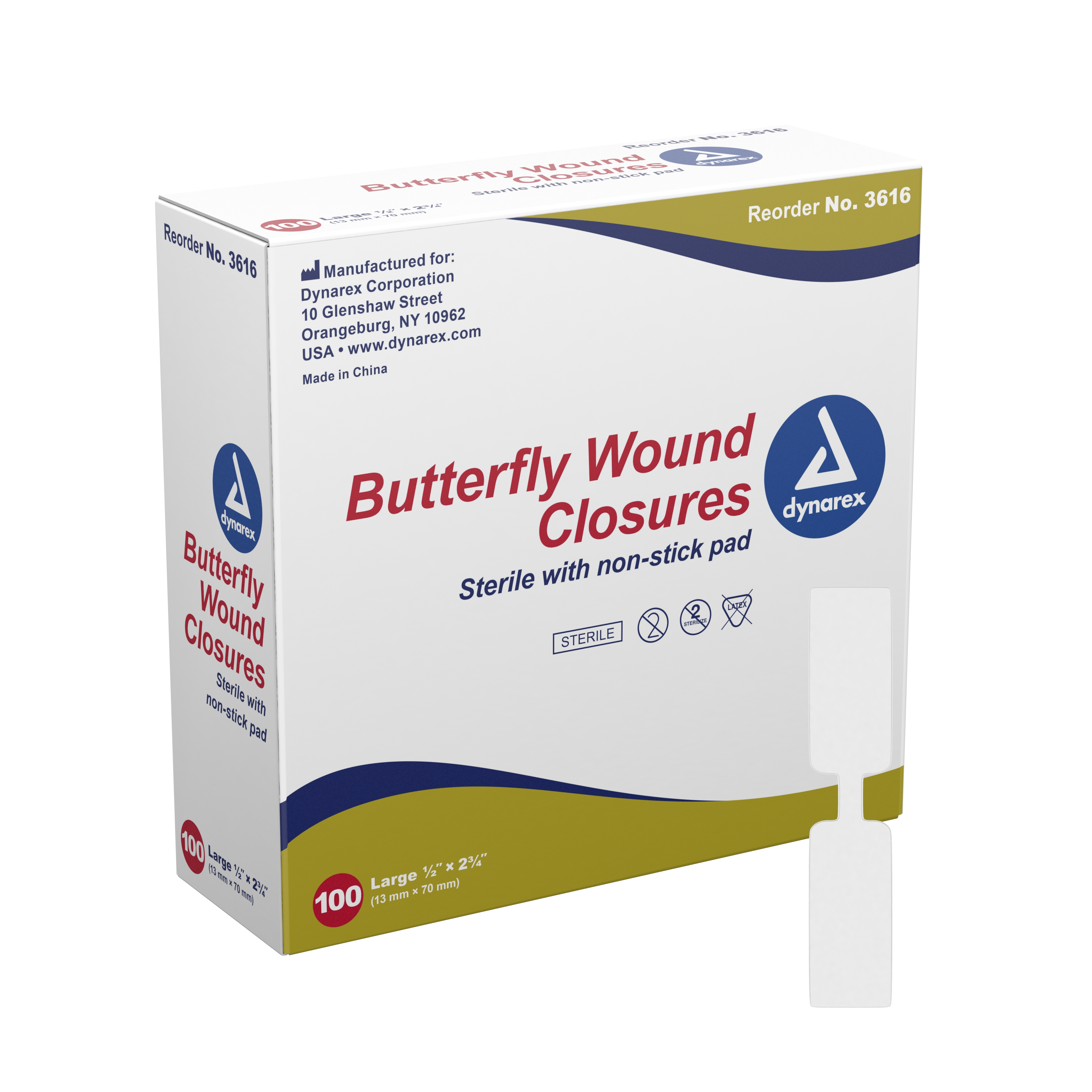 dynarex Butterfly Wound Closure Strip,  by 2 Inches MK DYN-3616