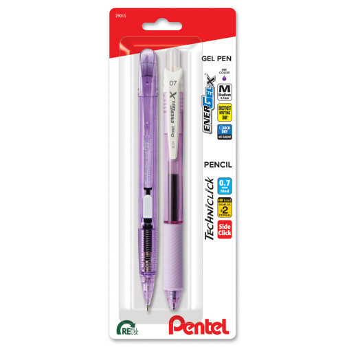 EnerGel-X, Techniclick Pen/Pencil Set 0.7mm, White Accent Violet