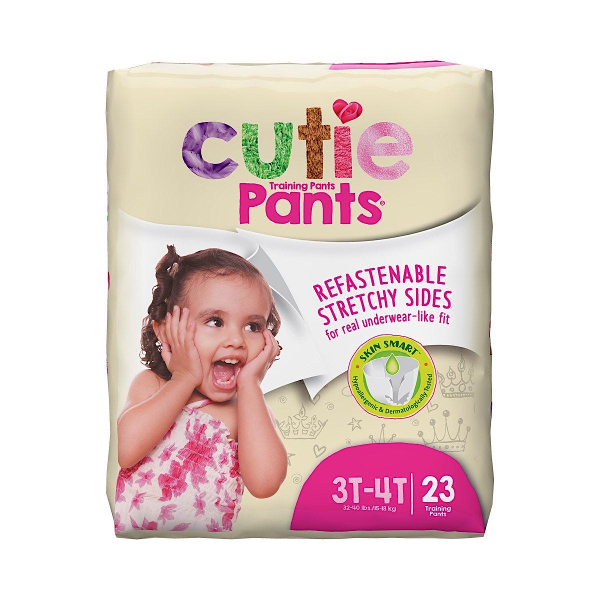 Cutie Pants Toddler Training Pants, Pink Princess Print, 3T  4T, 32  40 lbs. MK 831580