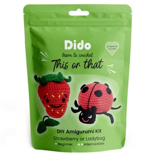 Dido Learn to Crochet: This or That DIY Amigurumi Kit - Strawberry or Ladybug