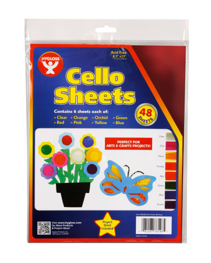 Cello Sheets 8 1/2"x11" (6 each of 8 colors) 48 sheets