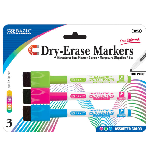 Magnetic Bright Color Dry-Erase Markers (3/pack)