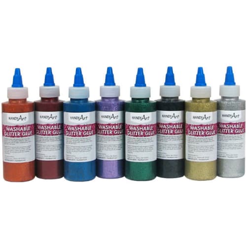 Washable Glitter Glue Primary Colors Set of 8 (4 oz.)