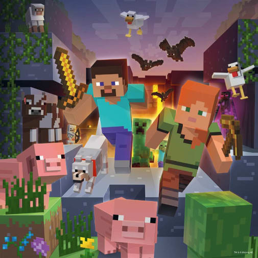 Ravensburger Kinderpuzzle 4x100 Teile – Minecraft Biome Erforschen, Für Kinder Ab 5 Jahren