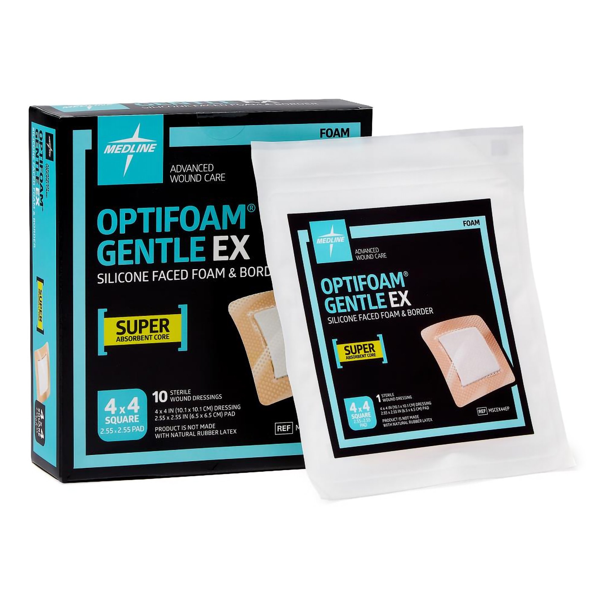 Foam Dressing Optifoam Gentle EX 4 X 4 Inch With Border Waterproof Backing Silicone Face and Border Square Sterile MK 1227634