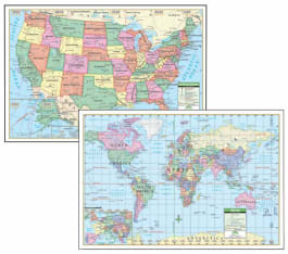 World / U.S. Rolled Map Pack - Laminated (40
