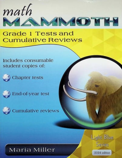 Math Mammoth Grade 1 Test and Review (2026, Black & White)