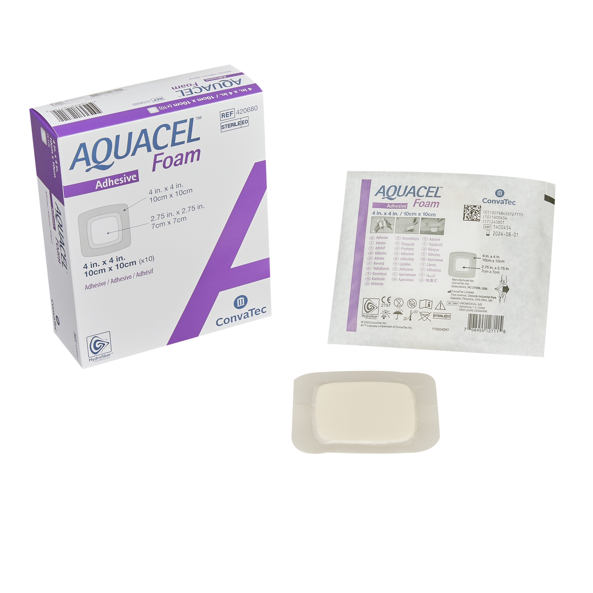 Aquacel Silicone Adhesive with Border Silicone Foam Dressing, 4 x 4 Inch MK 1156827