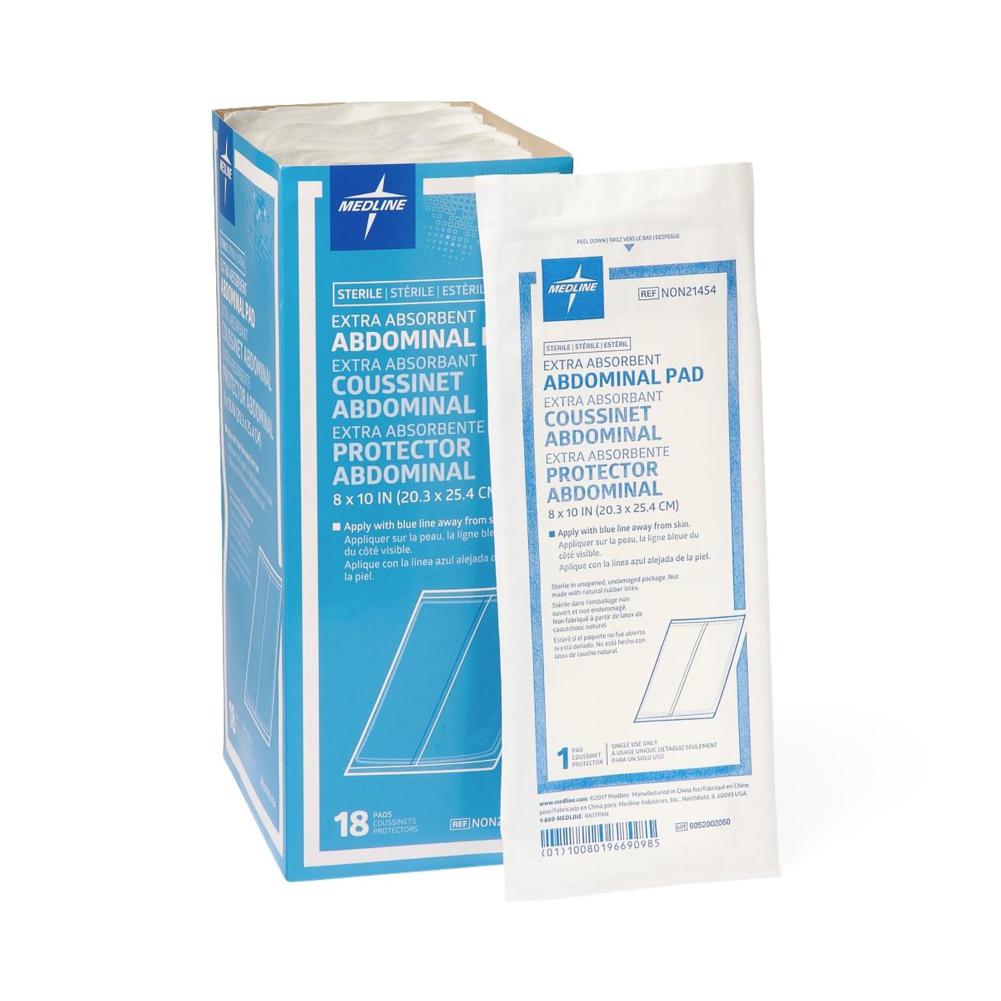 Medline Sterile Abdominal Pad, 8 x 10 Inch MK 476545