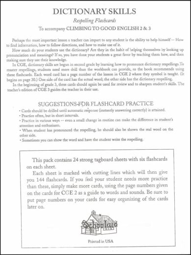 Climbing to Good English Grade 2 & 3 Respelling Flashcards