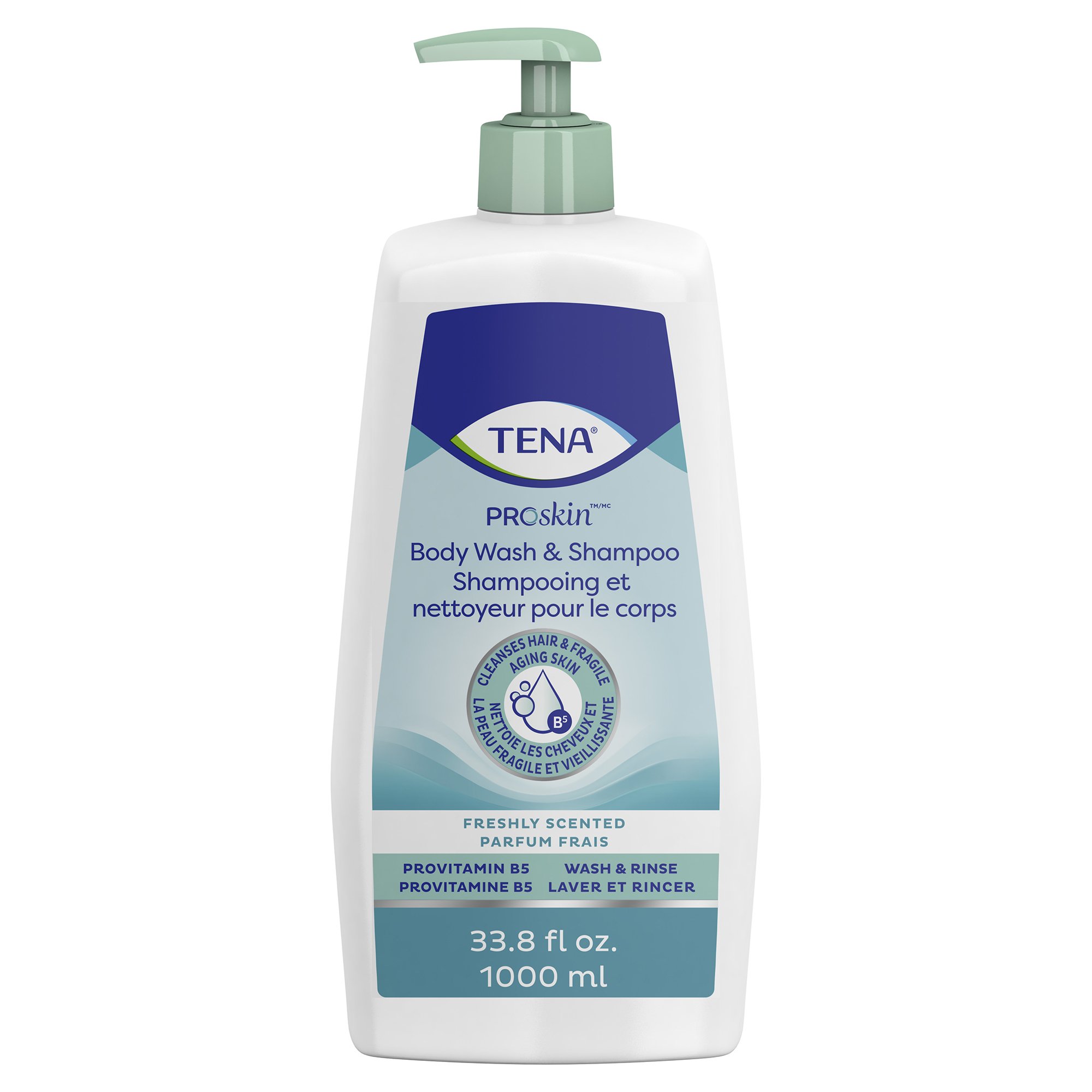 Tena Unscented Shampoo and Body Wash, Pump Bottle, 1,000 mL MK 931619