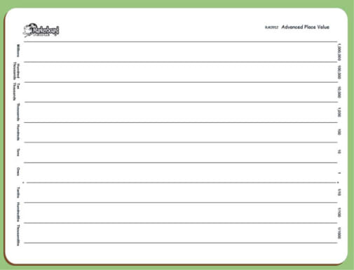 Advanced Place Value Dry Erase Board 9" x 12"