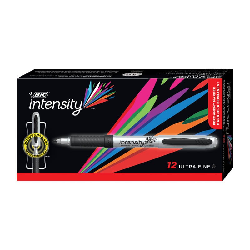 BIC Intensity Permanent Marker - Black Pocket Style Ultra Fine Point (dozen)