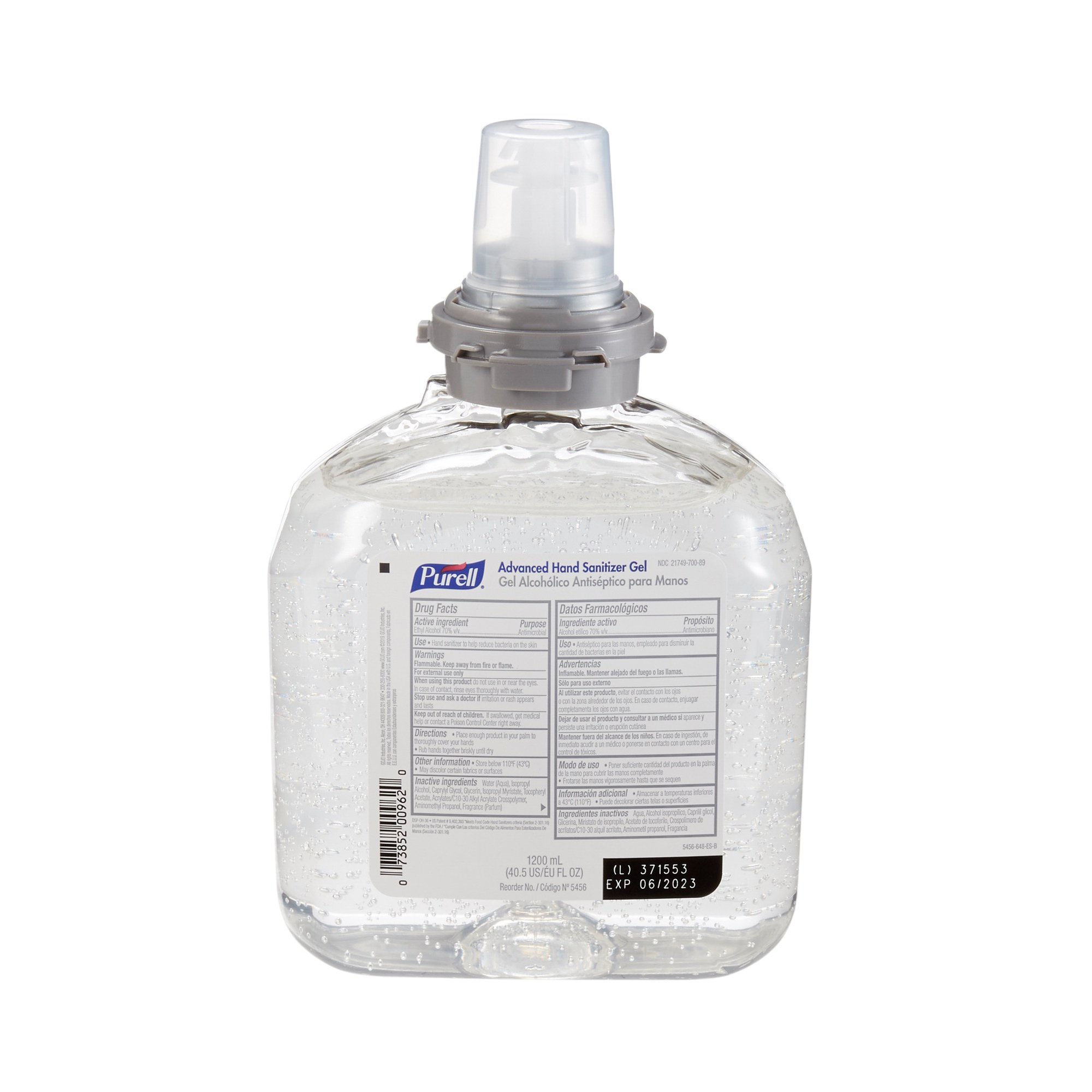 Purell Advanced Hand Sanitizer, Ethyl Alcohol, 1,200 mL Refill Bottle MK 562038